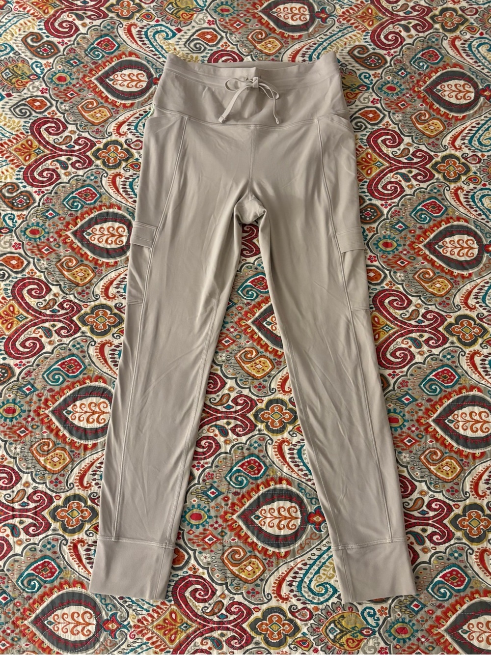 Athleta Light Taupe Drawstring Track Joggers